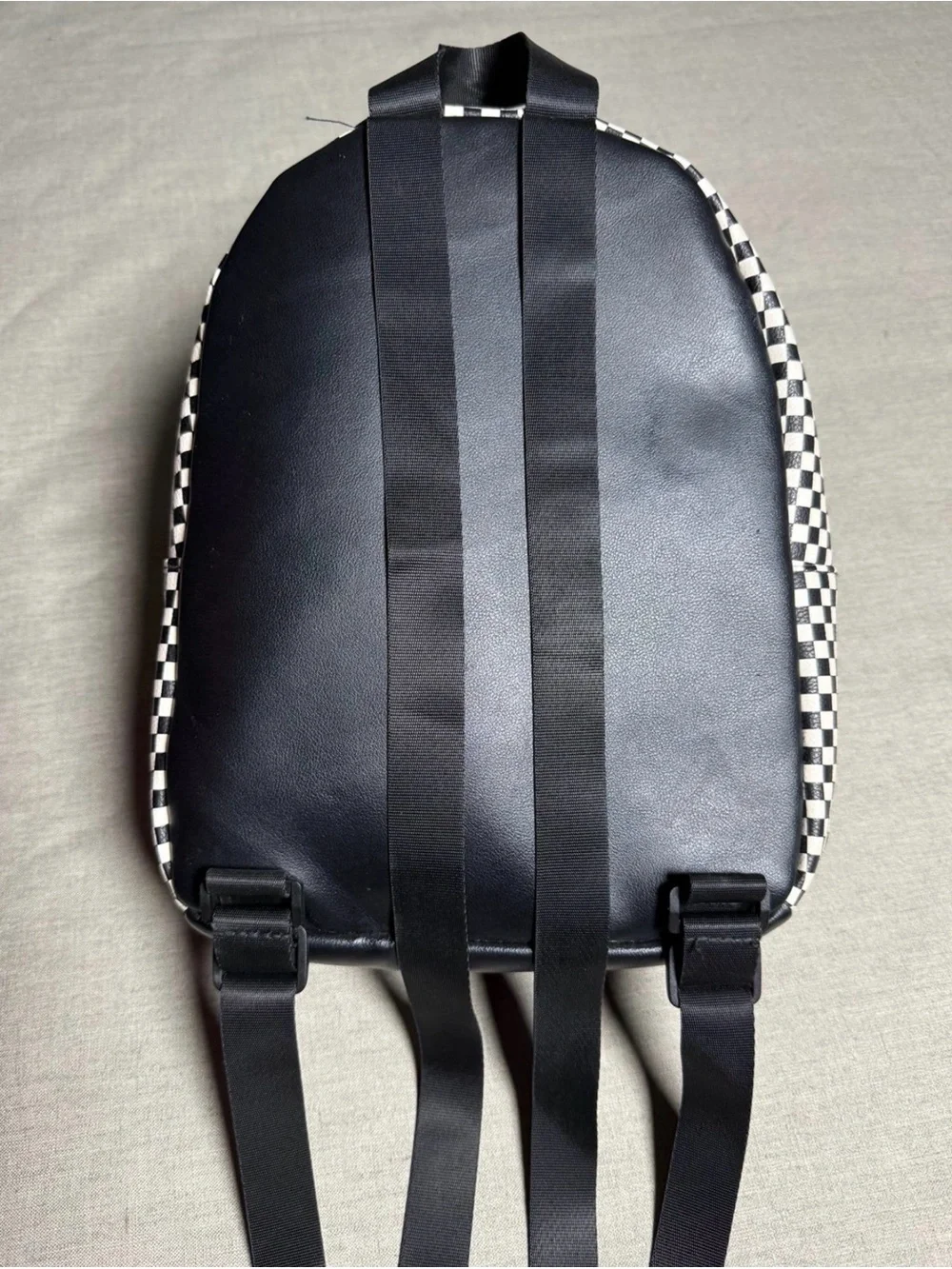 Checkered Mickey Mouse Mini Backpack - Black/White with Red Pocket